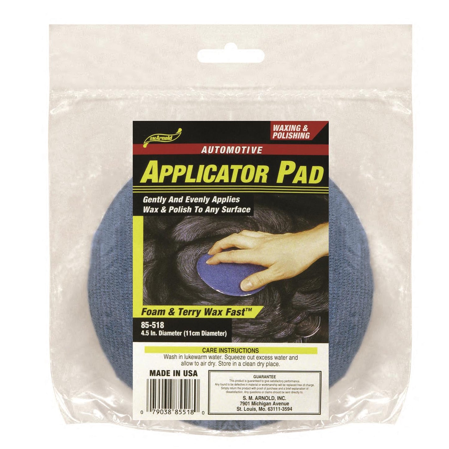 SM ARNOLD 4.5in. FOAM/TERRY WAS/POLISH APPLICATOR 1/BAG 85-518