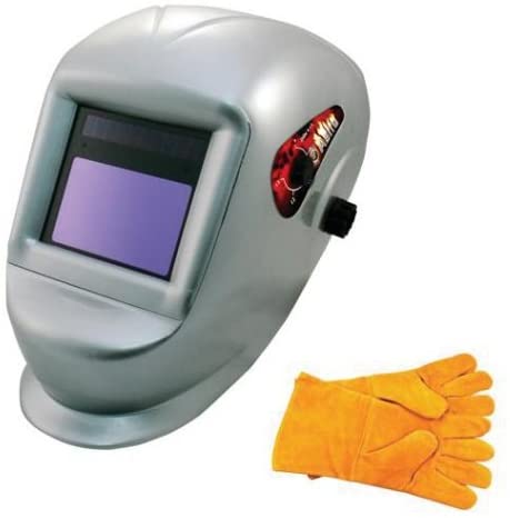Astro 8077SE Deluxe Solar Auto-Darkening Welding Helmet with Bigger Observation Window and 13.5″ Leather Welding Gloves