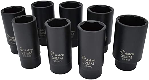 Astro 78866 6 Point Axle Nut Socket Set 8 Pieces