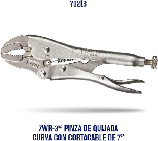 IRWIN VISE-GRIP Original Locking Pliers with Wire Cutter, Curved Jaw, 7-Inch (702L3)