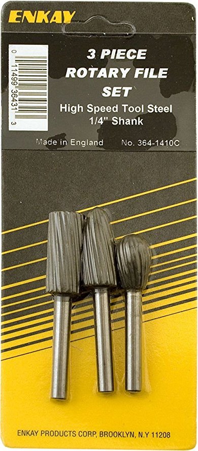 ENKAY 3PCS H.S. ROTARY FILE SET 1/4 SHANK 364-1410C