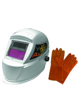 Astro 8075SE Deluxe Solar Auto-Darkening Welding Helmet and 13.5″ Leather Welding Gloves