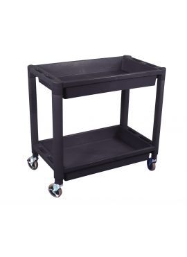 Astro 8330 Heavy Duty Plastic 2 Shelf Utility Cart – Black Color