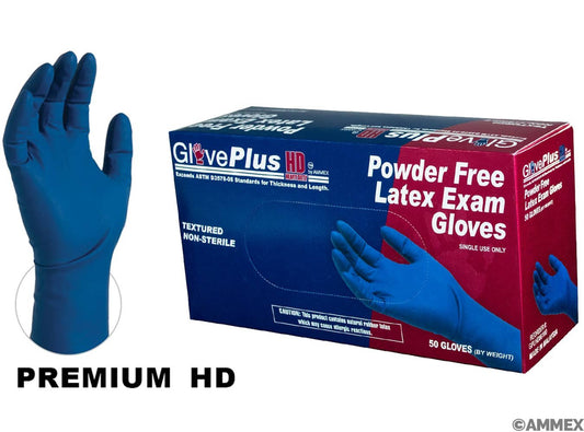 AMMEX GLOVEPLUS HD BLUE LATEX GLOVES  (X-LARGE) 88100