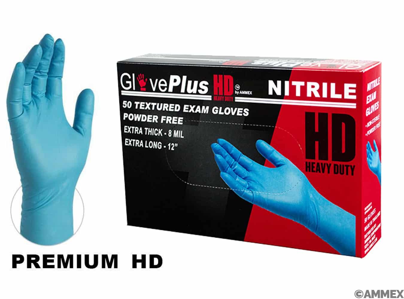 AMMEX GLOVEPLUS HD NITRILE PF EXAM GLOVES LARGE BOX OF 50 GPNHD66100