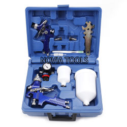 DUO (2) SPRAY 1.4 & 1.0 GUN KIT IN BLOW CASE w/REGULATOR