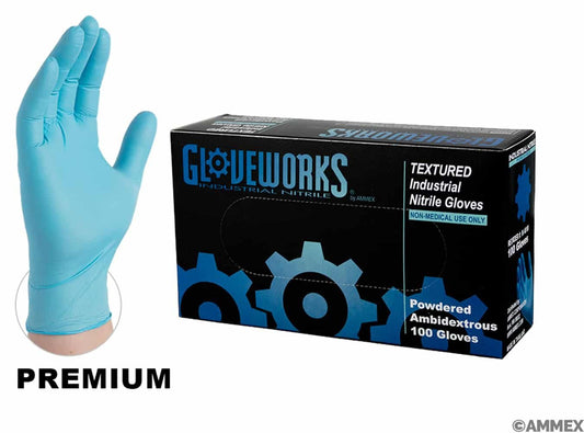 AMMEX GLOVEWORKS NITRILE POWDER IND GLOVES MEDIUM(BOX OF 100) IN44100