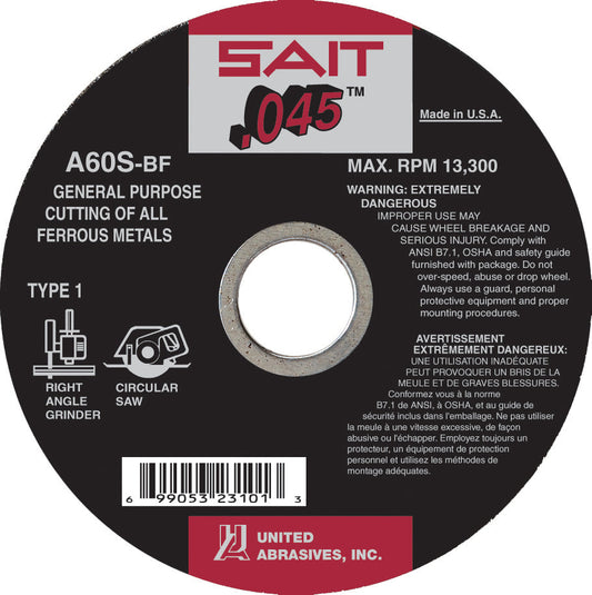 United Abrasives-SAIT 23099 A60S General Purpose Cut-Off Wheels (Type 1/Type 41 Flat) 4" x .045" x 5/8"