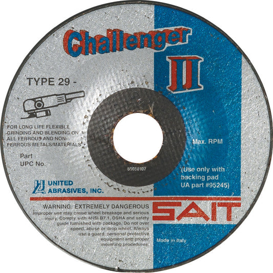 United Abrasives-SAIT 27500 4-1/2 by 1/8 by 7/8 Type 29 CH II 36X Flexible Grinding/Blending Wheel