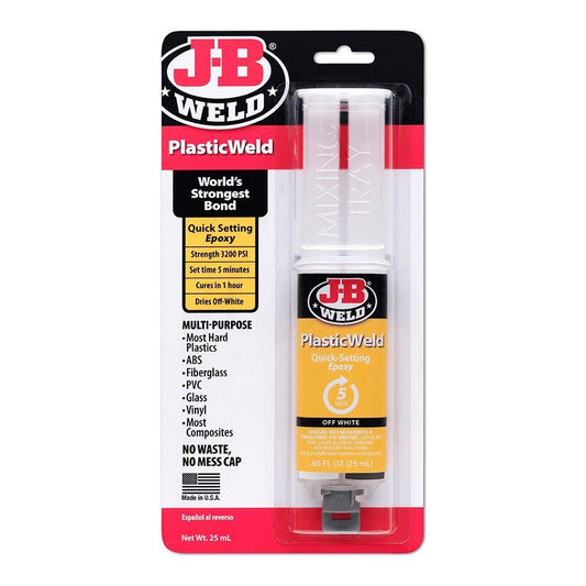 J-B Weld 50132 PlasticWeld Quick-Setting Epoxy Syringe - Translucent Yellow - 25 ml