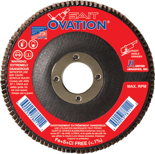 United Abrasives SAIT 78011  4. 5 X 7/8 120 High Density Flap Disc - Type 27