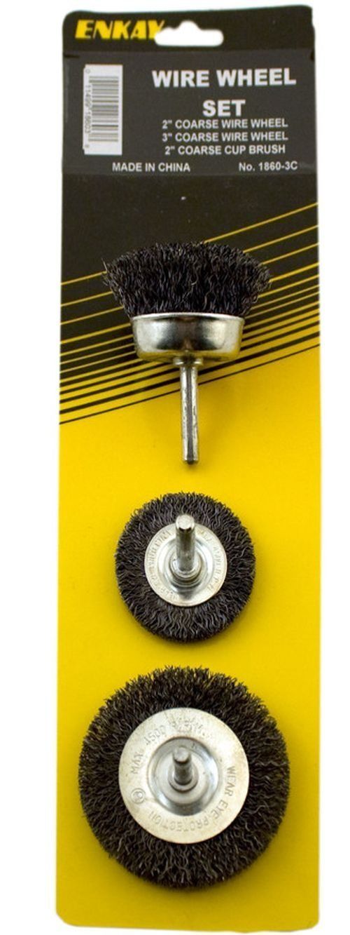 ENKAY SET 3PC WIRE WHEEL 1/4 SHANK 1860-3C